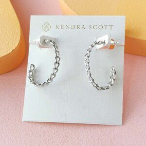 Kendra Scott Silver Twisted Chain Hoop Earrings